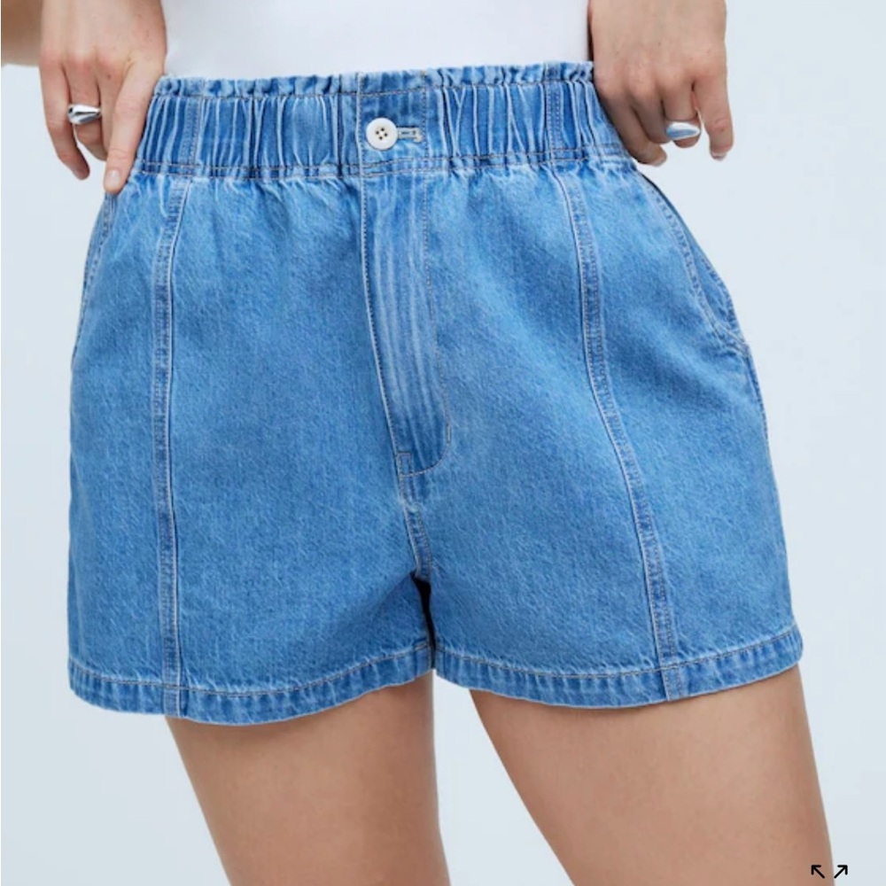 Madewell Pull On Paper Bag Denim Shorts